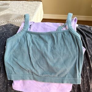 Ribbed Teal Crop Top